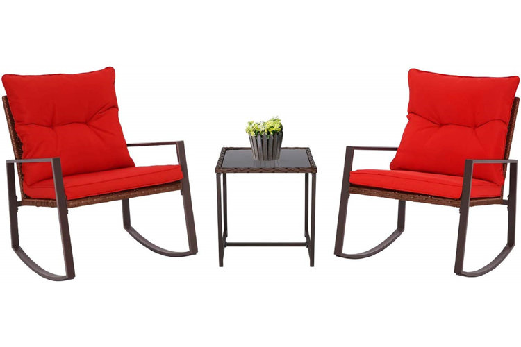 Kinzie outdoor 3 piece deals bistro set with cushions